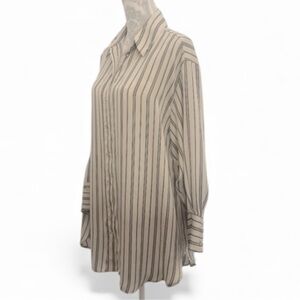 Zara Womens 3/4 Length Sleeve Oversized Black/White Striped Blouse Size XS nwot